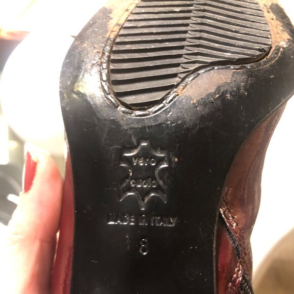 AQUATALIA Burgundy Red Bordeaux Patent Leather Ankle Boots - Picture 8 of 8